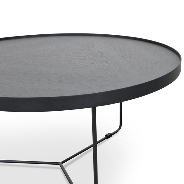 Ccf391L-Bb 90CM Round Coffee Table | Black Oak Top | Myka Home