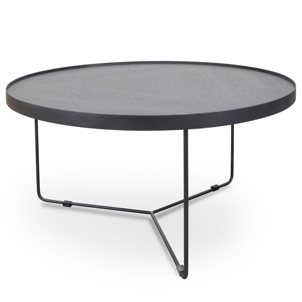 Ccf391L-Bb 90CM Round Coffee Table | Black Oak Top | Myka Home
