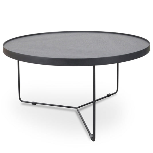 Ccf391L-Bb 90CM Round Coffee Table | Black Oak Top | Myka Home