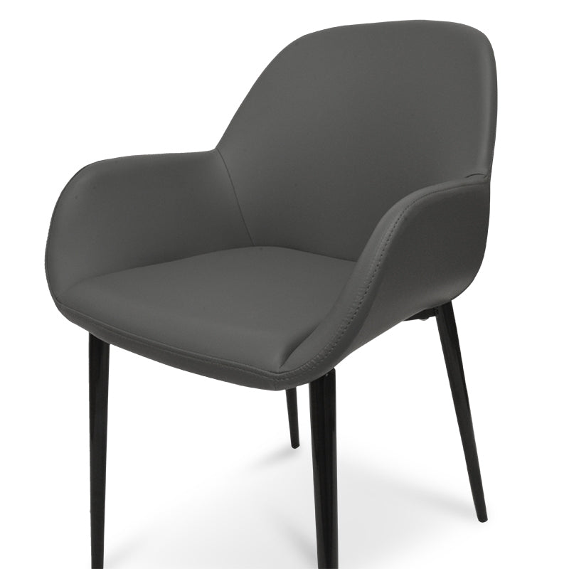 Dining Chair in Charcoal Grey With Black Legs - View 3