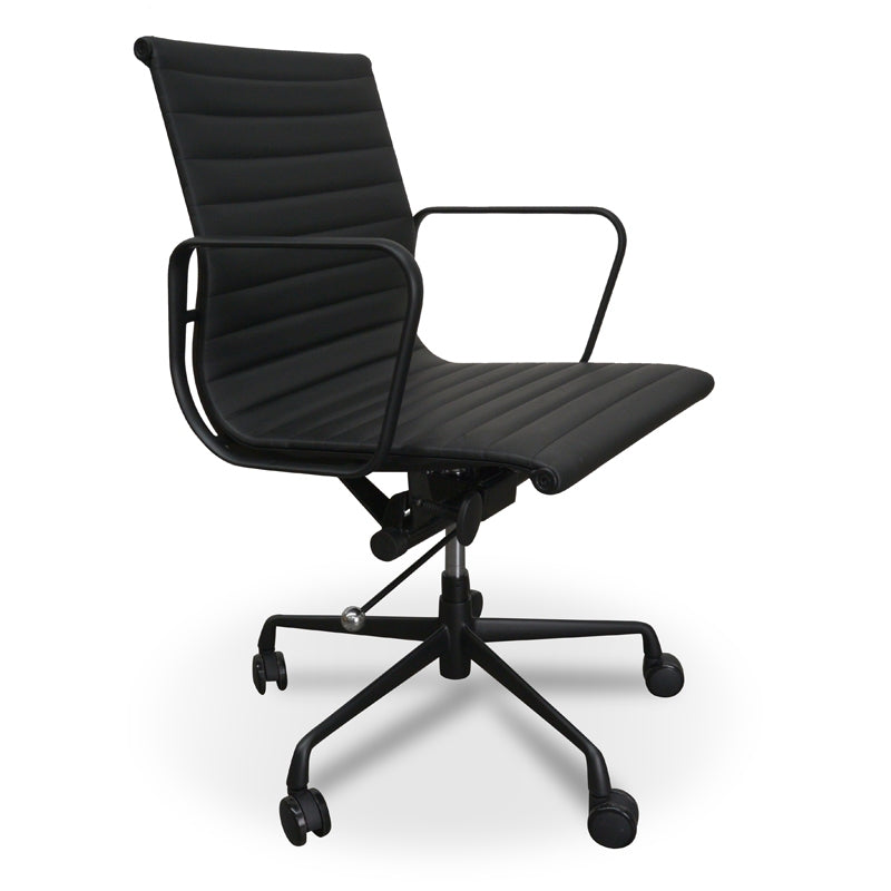 PU Leather Office Chair - Full Black - View 2