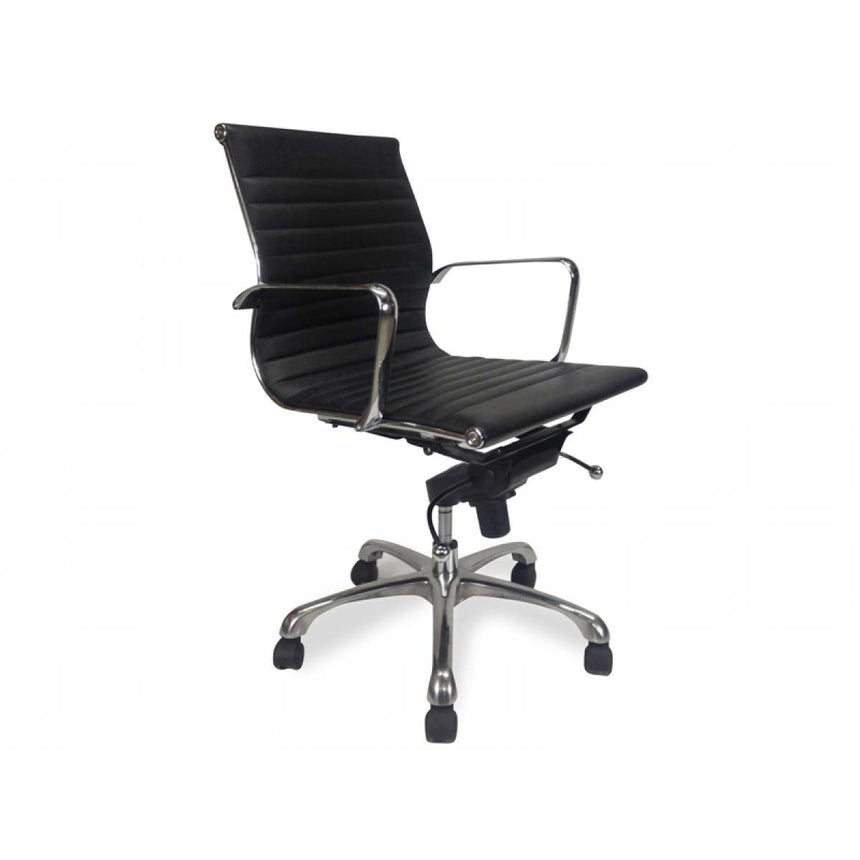 Leather Office Chair - Black - View 2
