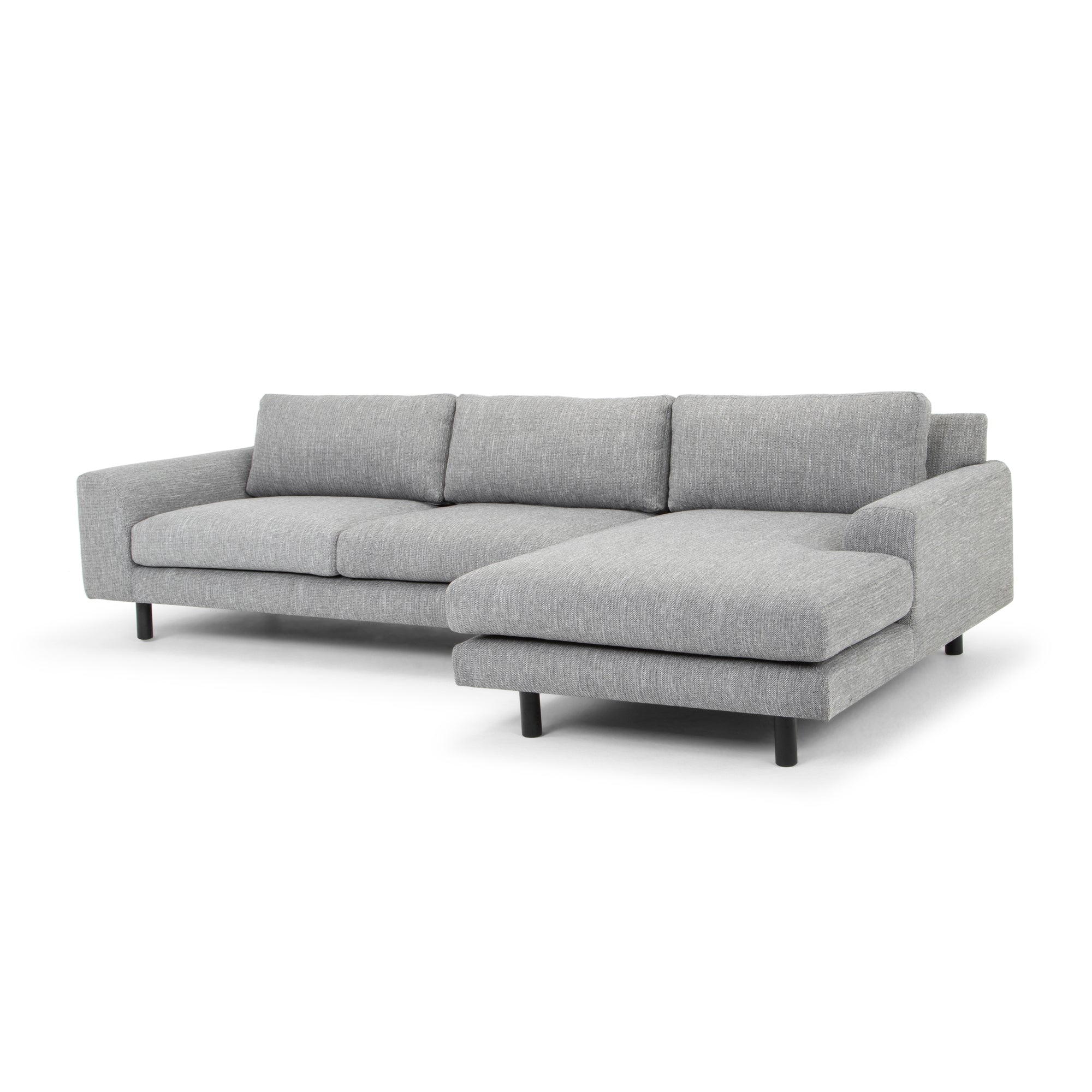 3 Seater Right Chaise Sofa | Graphite Grey With Black Legs | Myka Home