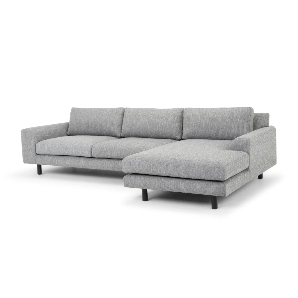 3 Seater Right Chaise Sofa | Graphite Grey With Black Legs | Myka Home