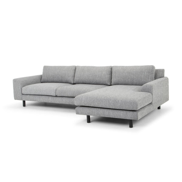 3 Seater Right Chaise Sofa | Graphite Grey With Black Legs | Myka Home