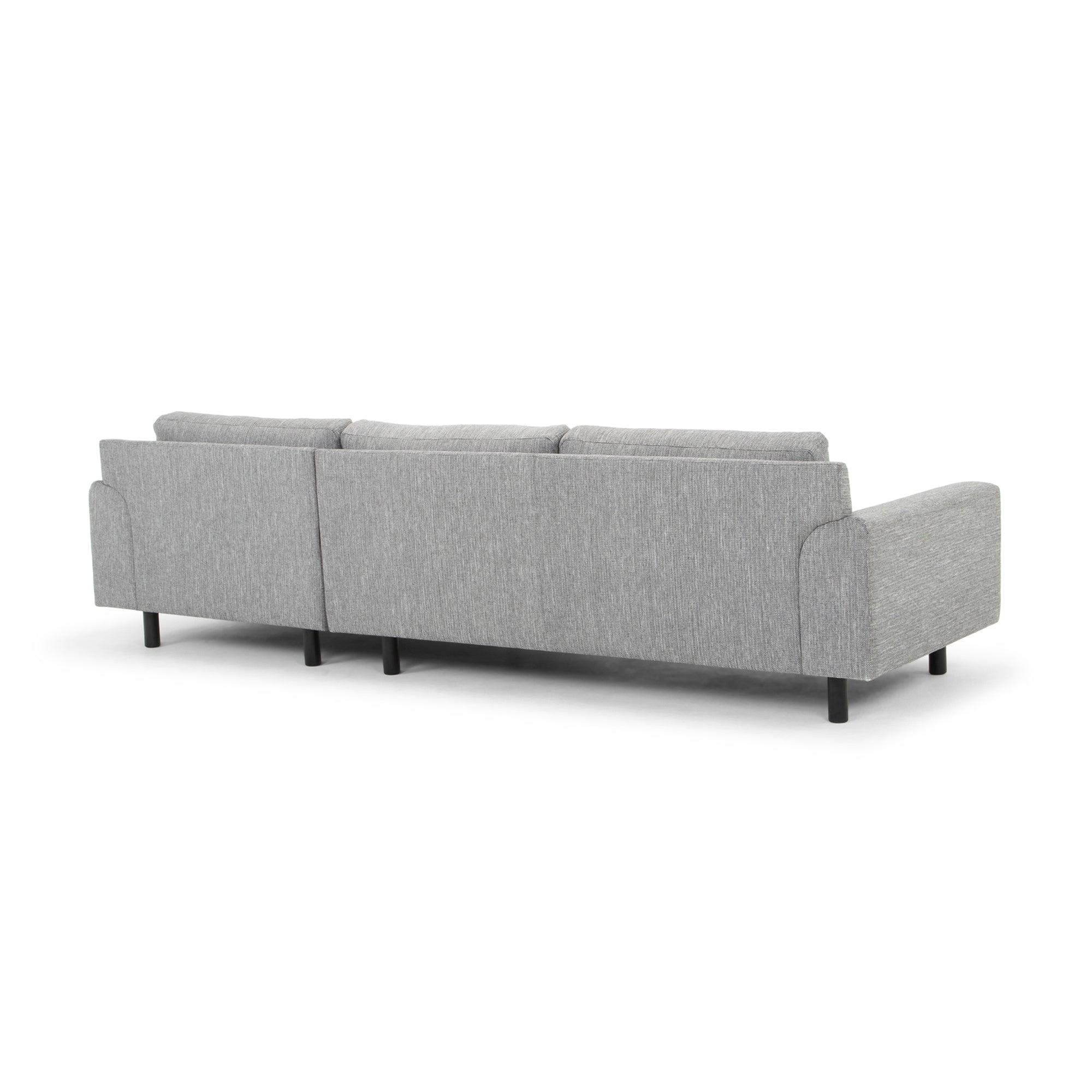 3 Seater Right Chaise Sofa | Graphite Grey With Black Legs | Myka Home