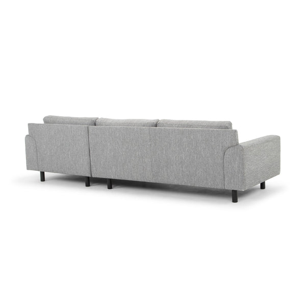3 Seater Right Chaise Sofa | Graphite Grey With Black Legs | Myka Home