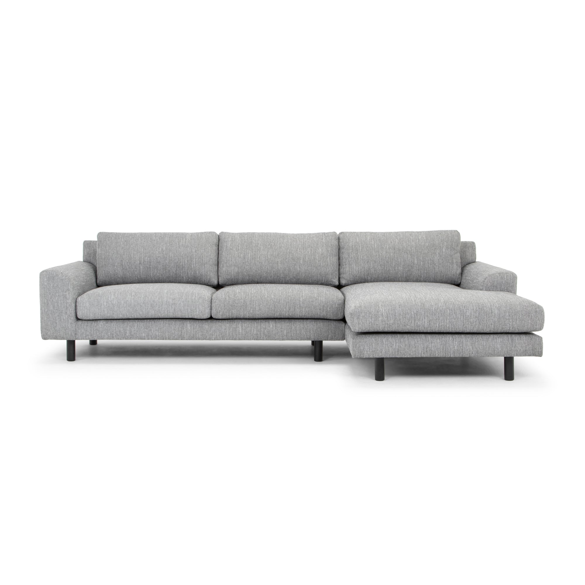 3 Seater Right Chaise Sofa | Graphite Grey With Black Legs | Myka Home