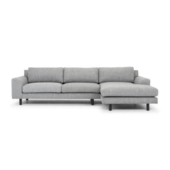 3 Seater Right Chaise Sofa | Graphite Grey With Black Legs | Myka Home