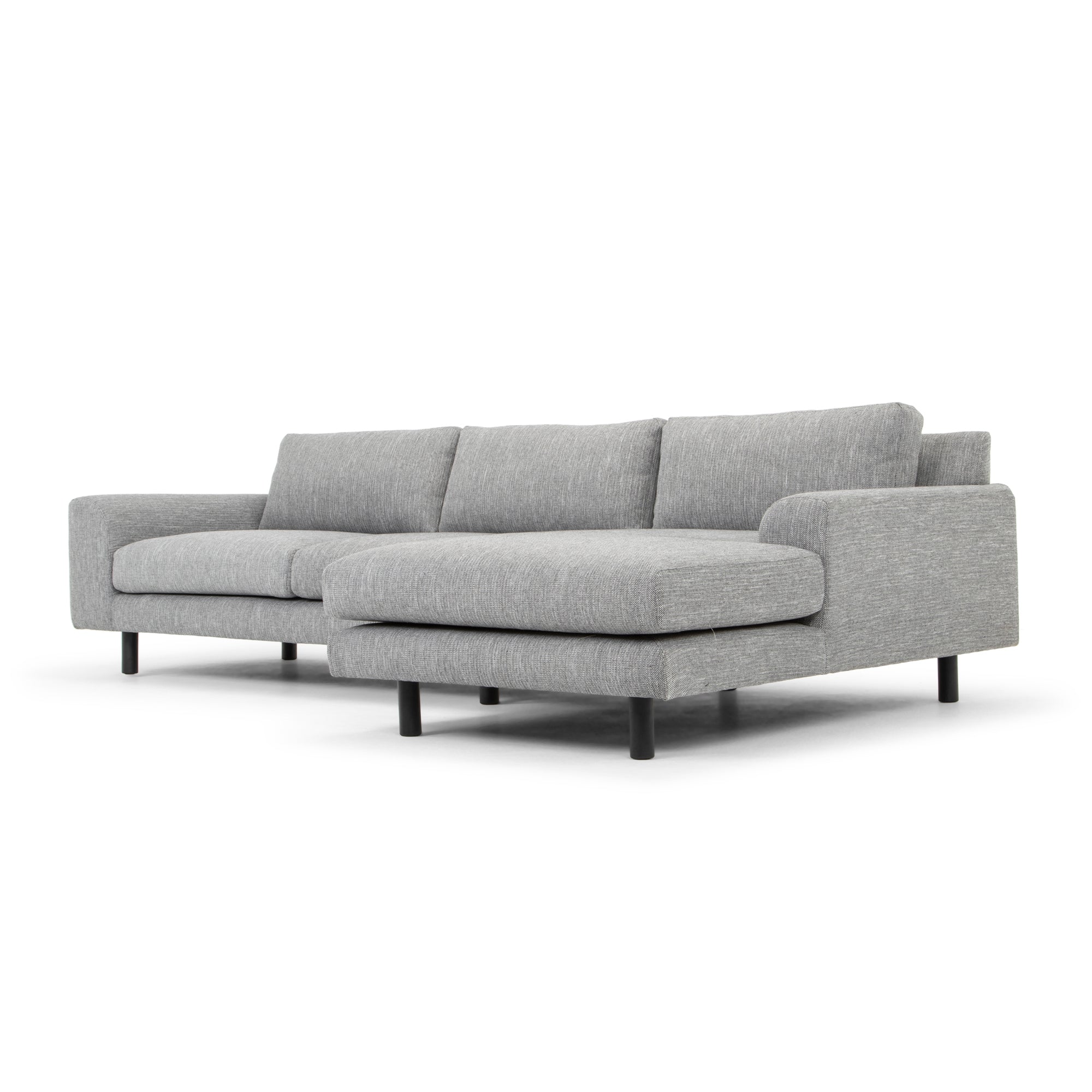 3 Seater Right Chaise Sofa | Graphite Grey With Black Legs | Myka Home