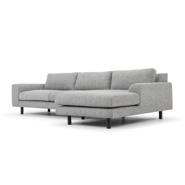 3 Seater Right Chaise Sofa | Graphite Grey With Black Legs | Myka Home