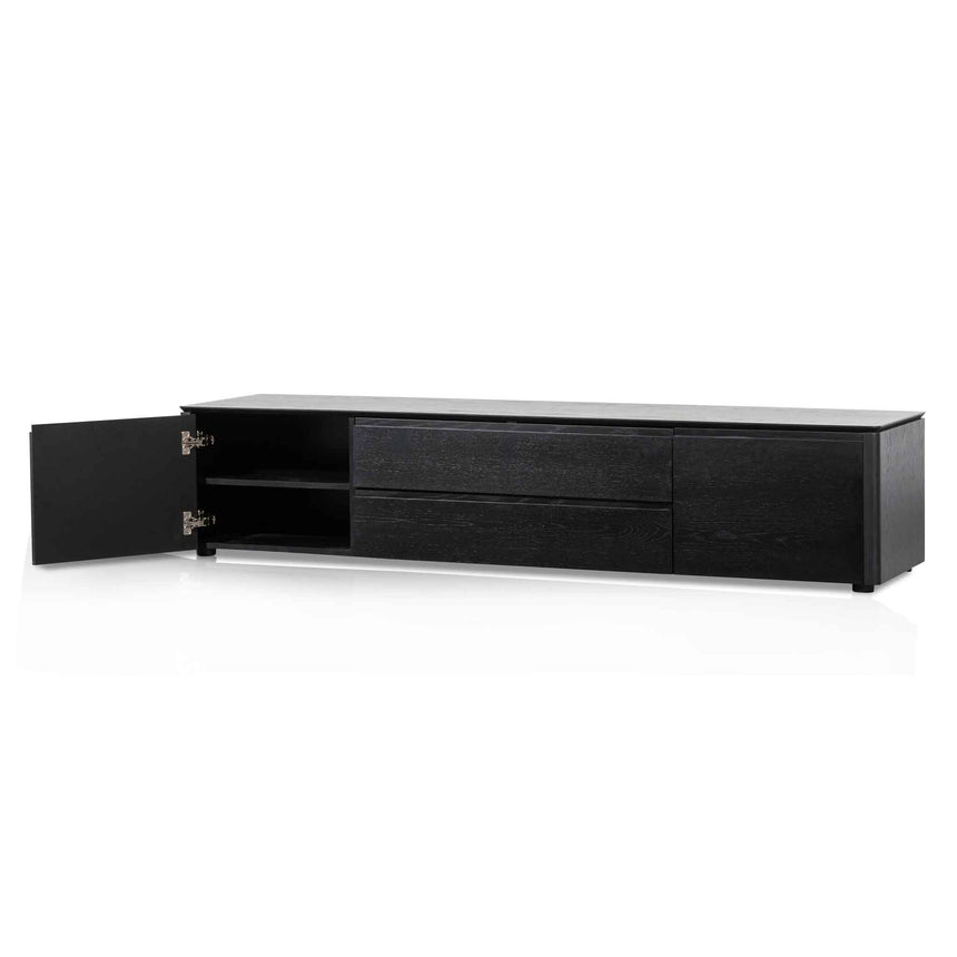 TV Entertainment Unit with Middle Drawer | Black Oak | Myka Home - View 2