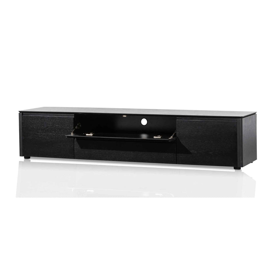 TV Entertainment Unit with Middle Drawer | Black Oak | Myka Home - View 4