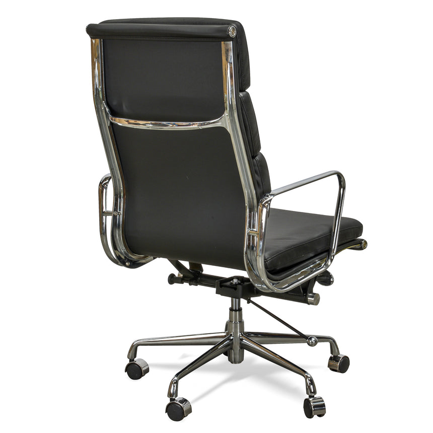High Back Office Chair - Black Leather - View 4