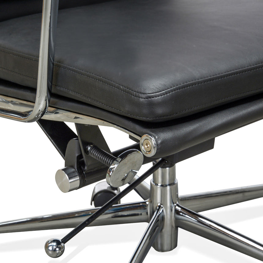High Back Office Chair - Black Leather - View 7