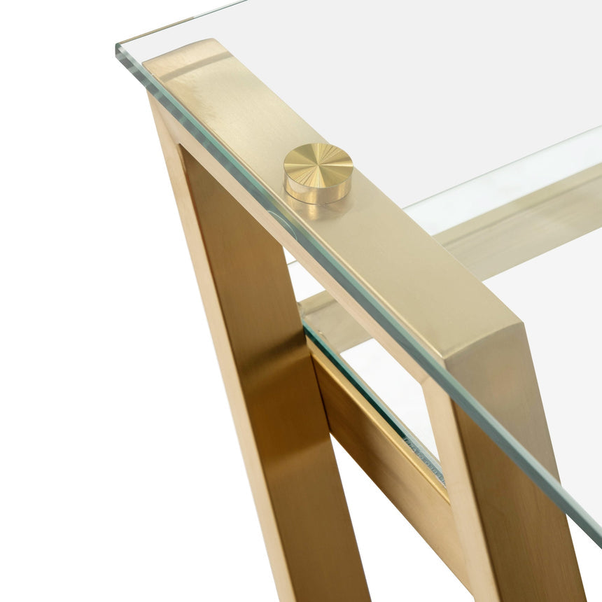 Ex Display - COF2589-BS 120cm Glass Home Office Desk - Brushed Gold Base - View 5