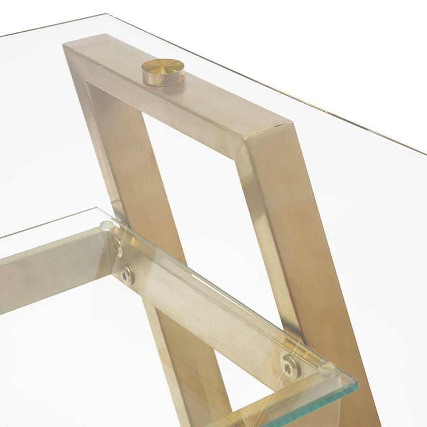 Ex Display - COF2589-BS 120cm Glass Home Office Desk - Brushed Gold Base - View 6