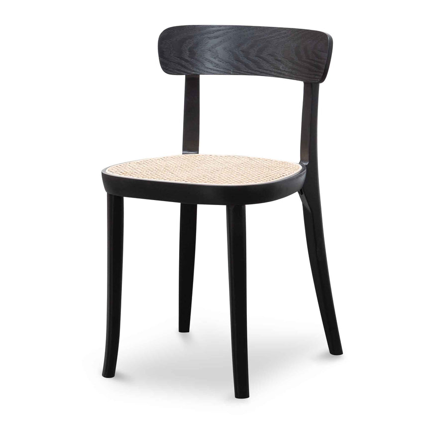 Rattan Dining Chair - Black with Natural Seat (Set of 2) - View 2
