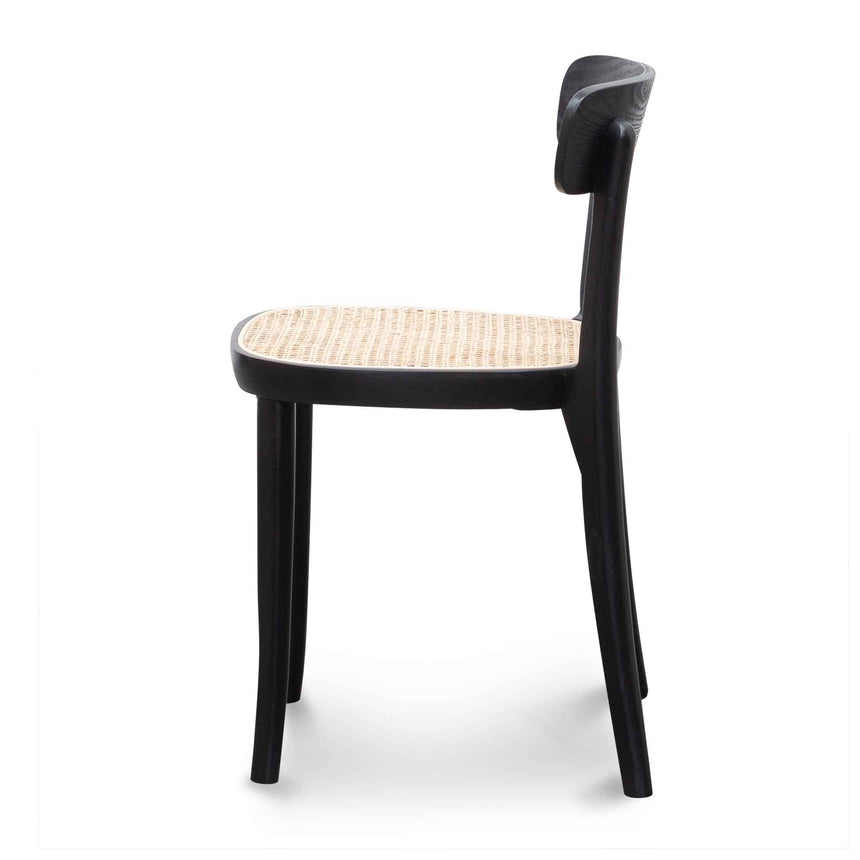 Rattan Dining Chair - Black with Natural Seat (Set of 2) - View 4