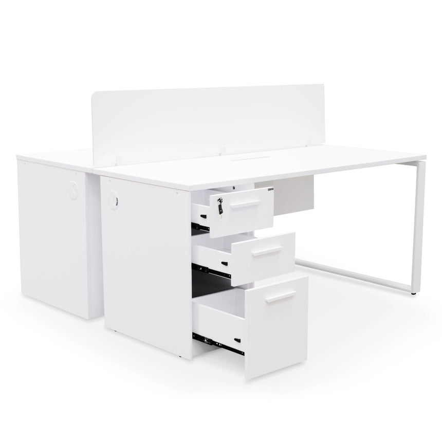 2 Seater 160cm Office Desk  With Privacy Screen | White - | Myka Home - View 5
