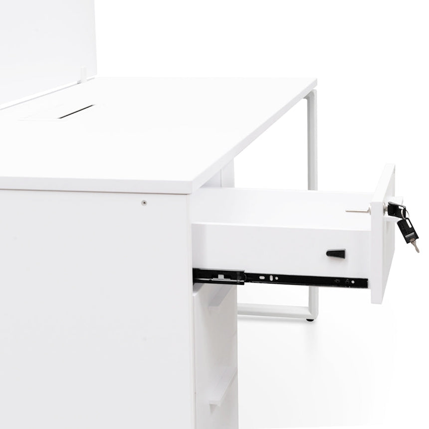 Ex Display - COT092-SN 2 Seater 160cm Office Desk  With Privacy Screen - White - Upgraded Legs - View 4