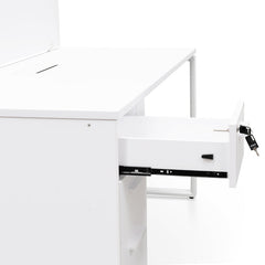 OT092-SN-OT088 2 Seater 160cm Office Desk  With Privacy Screen - White - Upgraded Legs