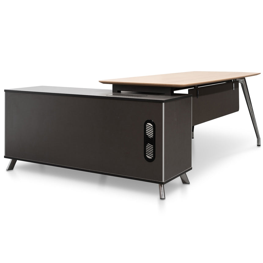 2m Right Return Office Desk | Natural - Black | Myka Home - View 9