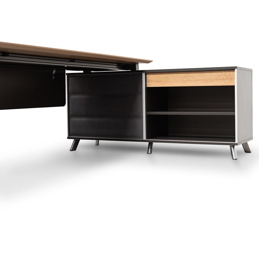 2m Right Return Office Desk | Natural - Black | Myka Home - View 4