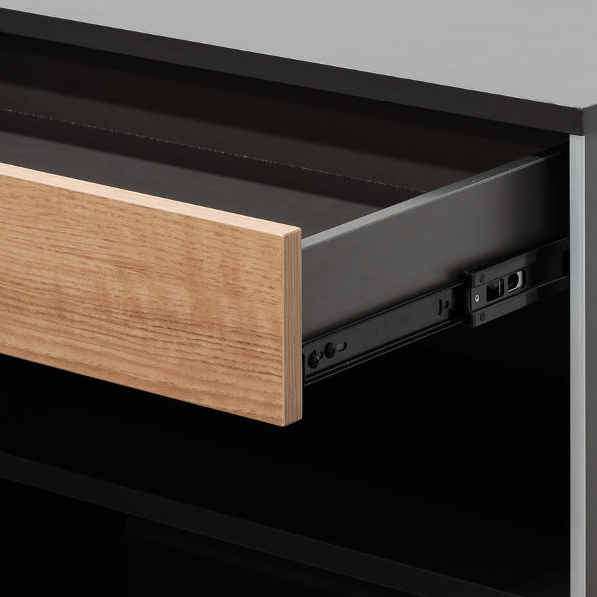 2m Right Return Office Desk | Natural - Black | Myka Home - View 3