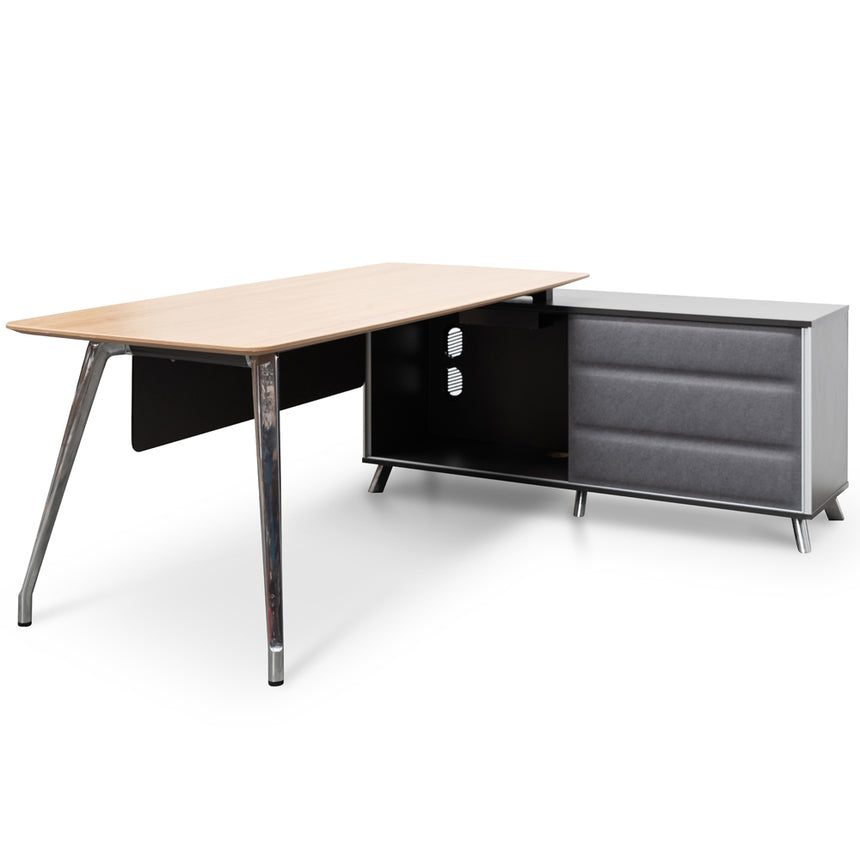 2m Right Return Office Desk | Natural - Black | Myka Home