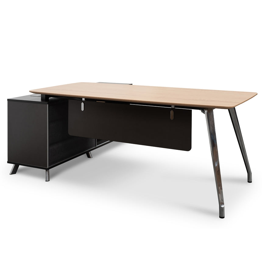 2m Right Return Office Desk | Natural - Black | Myka Home - View 5