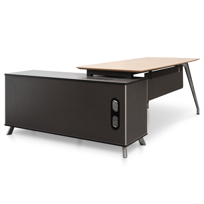2m Right Return Office Desk | Natural - Black | Myka Home - View 8