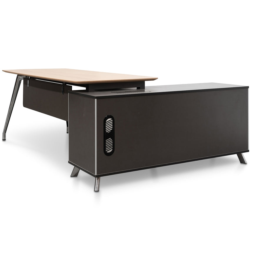 2m Left  Return Office Desk | Natural - Black | Myka Home - View 9