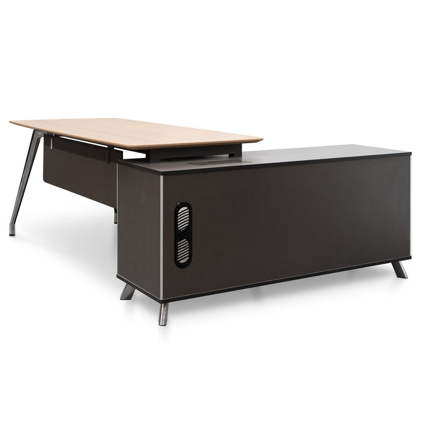 2m Left  Return Office Desk | Natural - Black | Myka Home - View 8