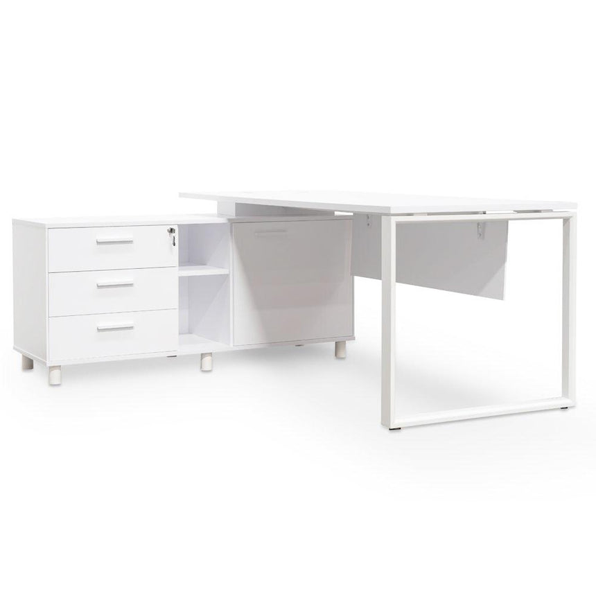 180cm Executive Office Desk Left Return | White | Myka Home