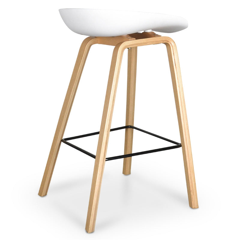 65cm Bar Stool in White And Natural - View 3