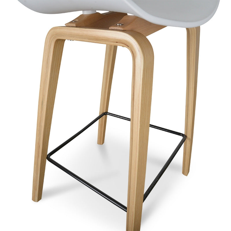 65cm Bar Stool in White And Natural - View 4