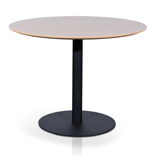 Round Office Meeting Table | Natural with Black Base | Myka Home