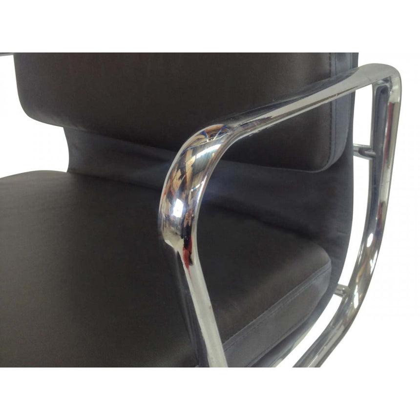 Low Back Office Chair - Black Leather - View 6
