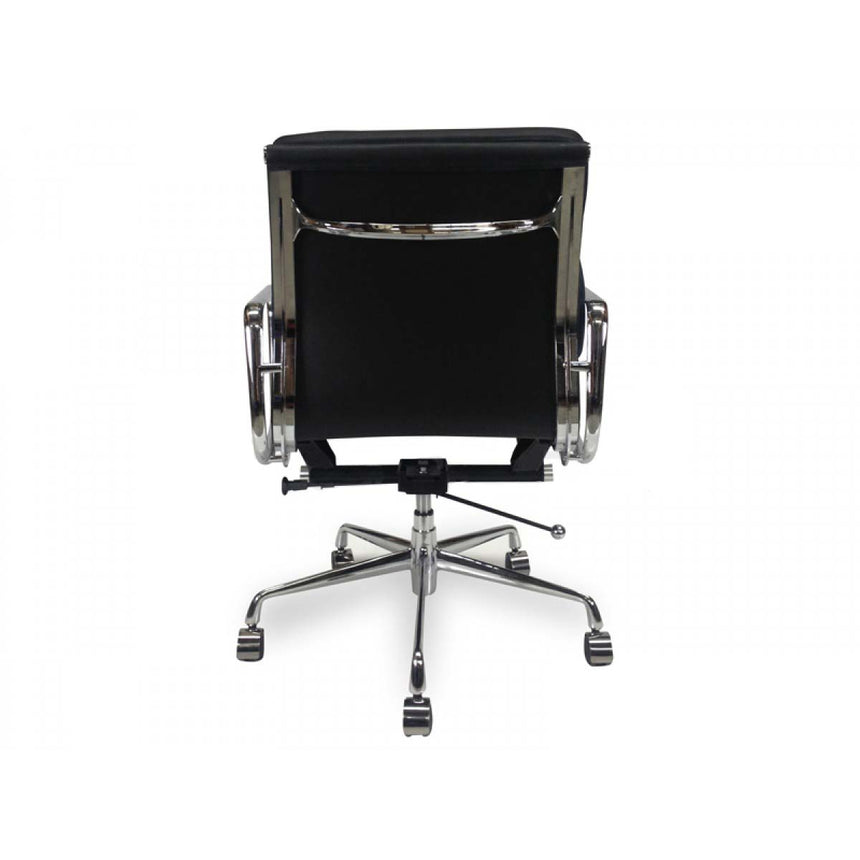 Low Back Office Chair - Black Leather - View 3