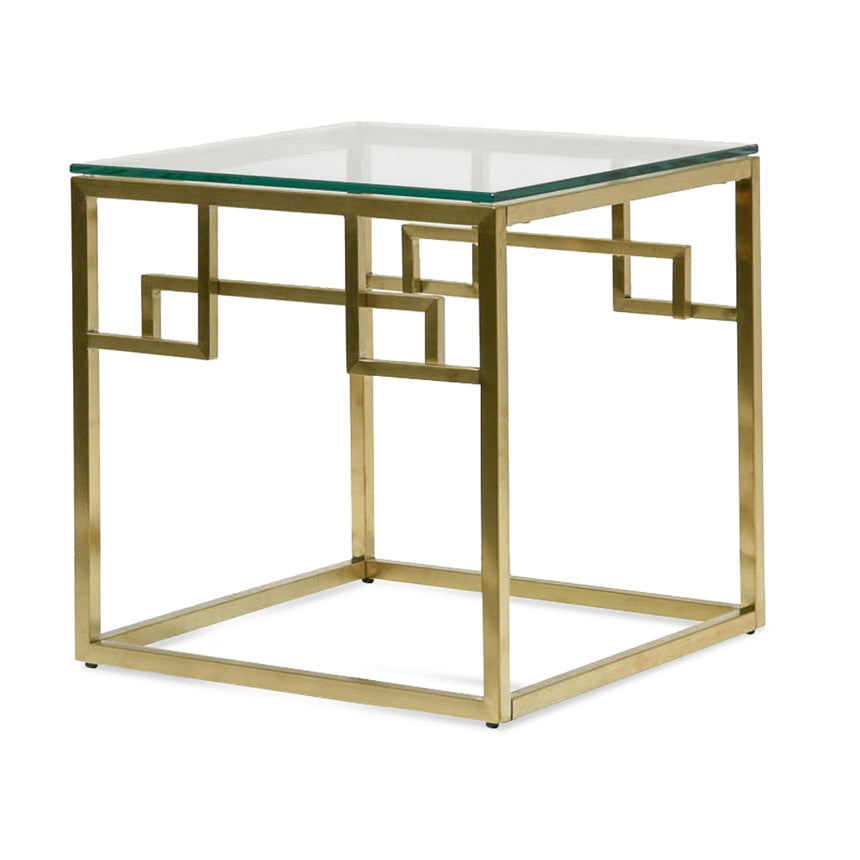 Side Table | Glass Top - Brushed Gold Base | Myka Home