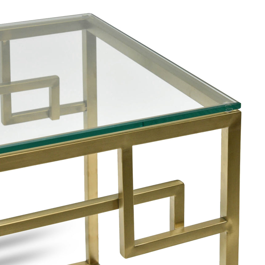 Side Table | Glass Top - Brushed Gold Base | Myka Home - View 5