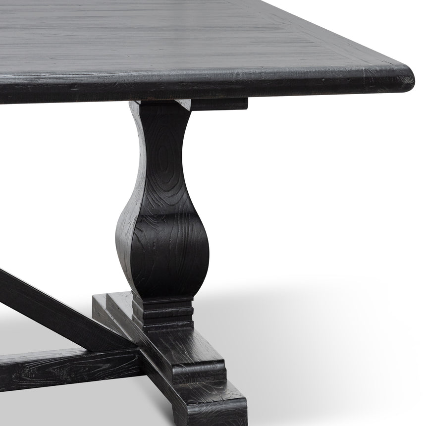 3m Reclaimed Dining Table - Black- 120cm (W) - Thick Top - View 4