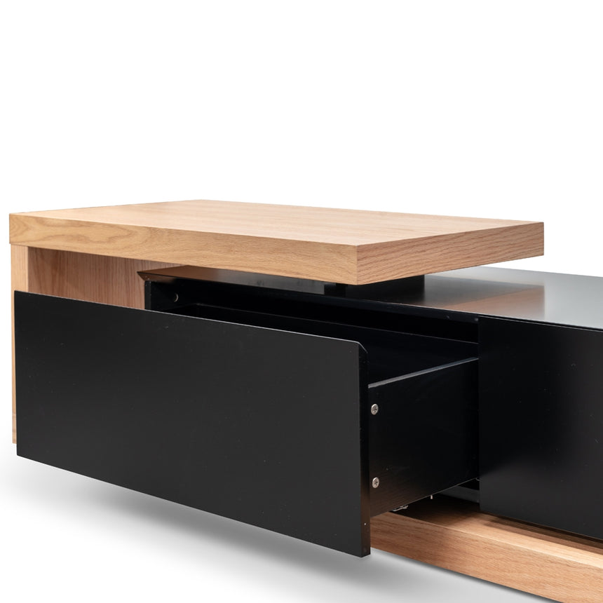 2.4m Entertainment TV Unit | Natural Oak - Black matt | Myka Home - View 5