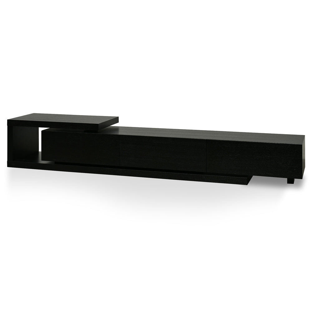 Lowline 2.4-3.07m Entertainment TV Unit | Full Black | Myka Home - View 2