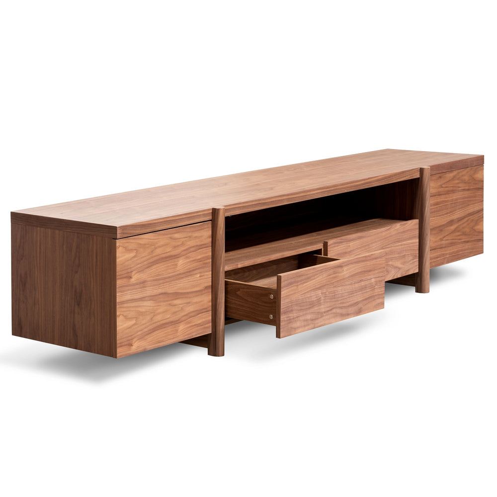 Lowline 2.1m Entertainment TV Unit In Walnut | Timber Legs | Myka Home - View 5