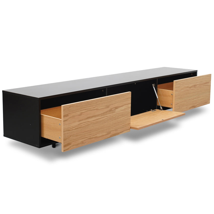 2.3m TV Unit | Black with Natural Drawers | Myka Home - View 3