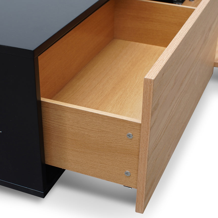 2.3m TV Unit | Black with Natural Drawers | Myka Home - View 2