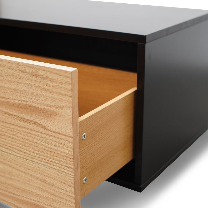 2.3m TV Unit | Black with Natural Drawers | Myka Home - View 4