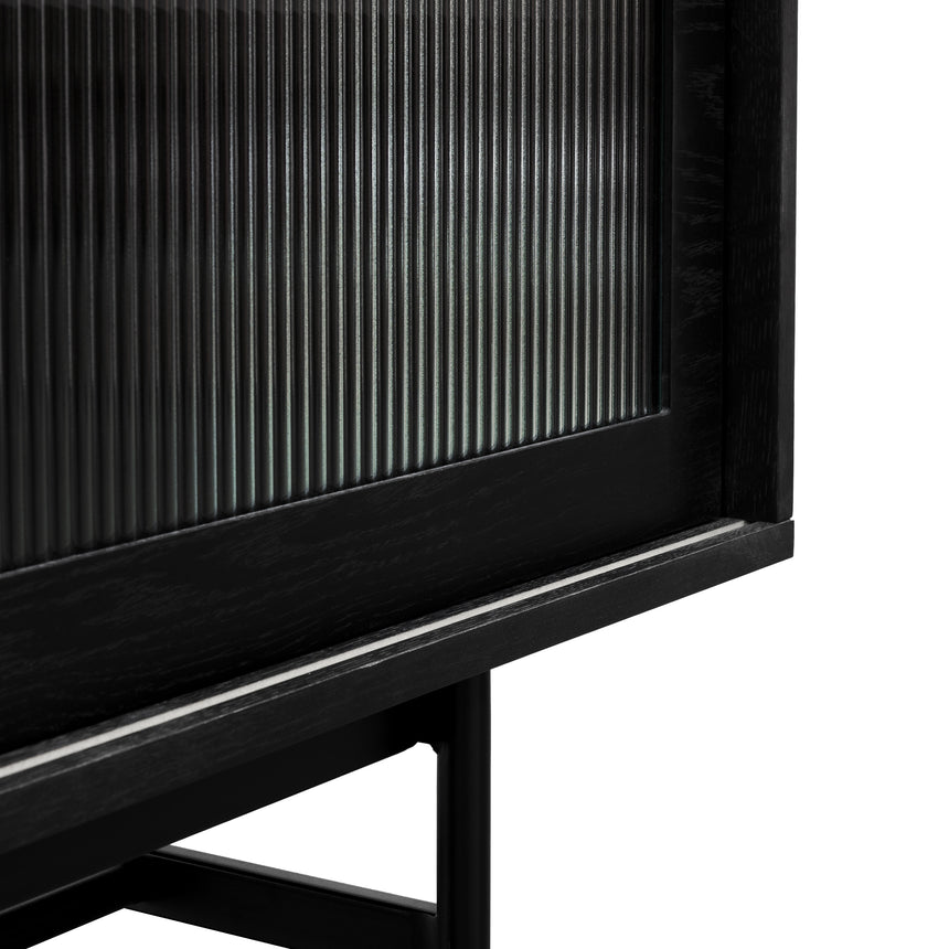 2.1m Wooden Entertainment TV Unit | Black with Flute Gla | Myka Home - View 10